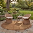 thumbnail image 3 of Safavieh Courtyard Eileen Geometric Indoor/Outdoor Area Rug, Brown/Natural, 5'3" x 5'3" Round, 3 of 8