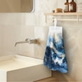 thumbnail image 3 of ZIATUBLE Marble Stripes Hanging Hand Dry Towels Soft Hanging Kitchen Dish Towel Breathable Bathroom Hand Bath Towel Reusable Kitchen Hand Towels with Hanging Loops Button Home Decor, 3 of 7