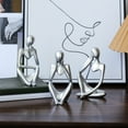thumbnail image 5 of Thinker Statue Sculptures Statue Modern Abstract Resin Decoration on Shelf Table Desk for Living Room Office Bedroom Silver 4.72*3*2.17Inch, 5 of 5