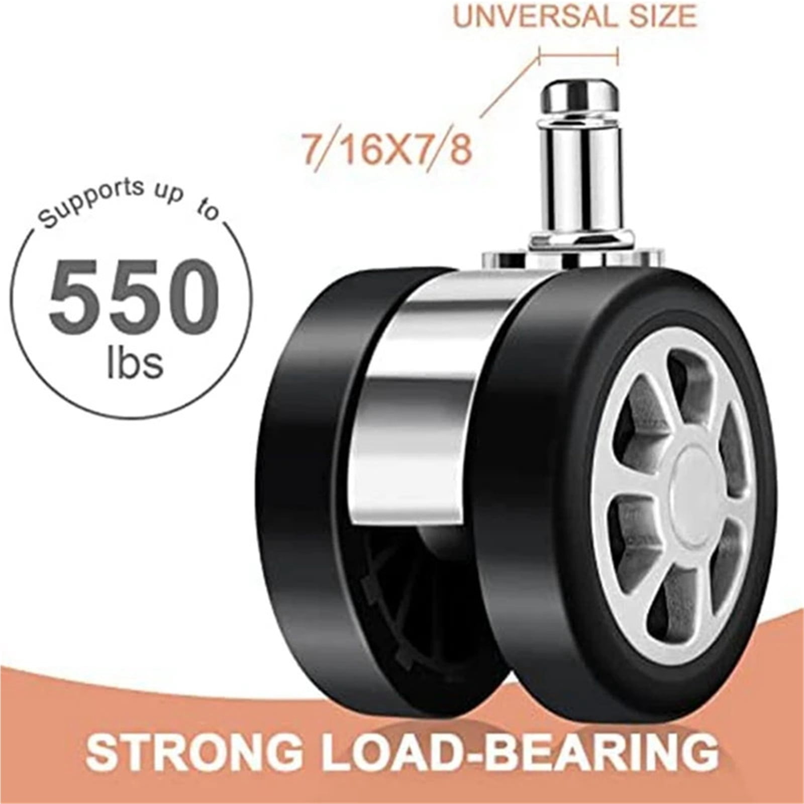 5pcs Office Chair Caster Wheels Replacement Spare Parts Caster Desk Chair Wheels, Rolling Wheels , Chair Casters For Hardwood Floors ,Multiple Uses