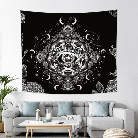 Black and White Tapestry Gothic Eyes Tapestries Minimalist Tapestry Wall Hanging for Bedroom Living Room,60Wx50H
