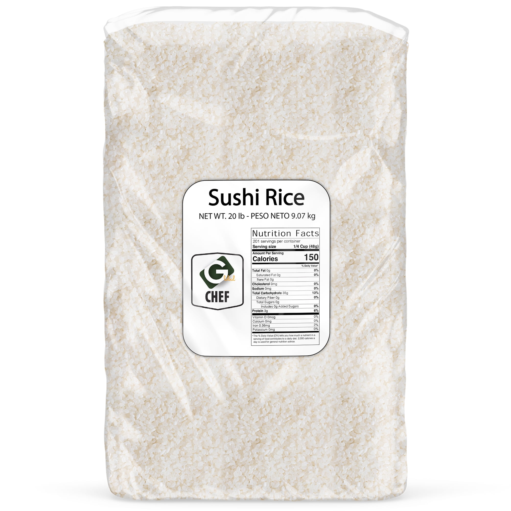 Global Chef Sushi Short Rice 20 LBS Bulk Bag
