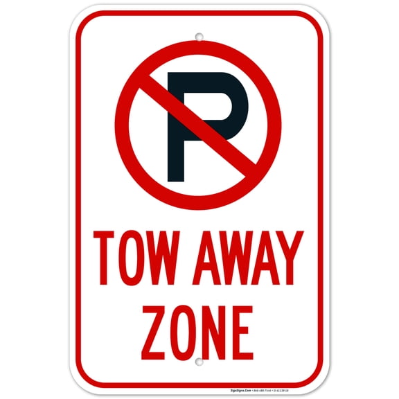 No Parking Symbol Tow Away Zone Sign,