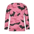 thumbnail image 4 of Stamzod Women's Tops Halloween Casual V-Neck Long Sleeve Shirts Fall Pullover Ladies Tops and Blouses Pink D XL, 4 of 5