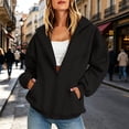 thumbnail image 2 of Ecqkame Women's Stand Collar Zip Up Sweatshirts Long Sleeve Pocket Solid Raglan Sweatshirt Casual Trendy Versatile Travel Outwear Jacket Black M, 2 of 8