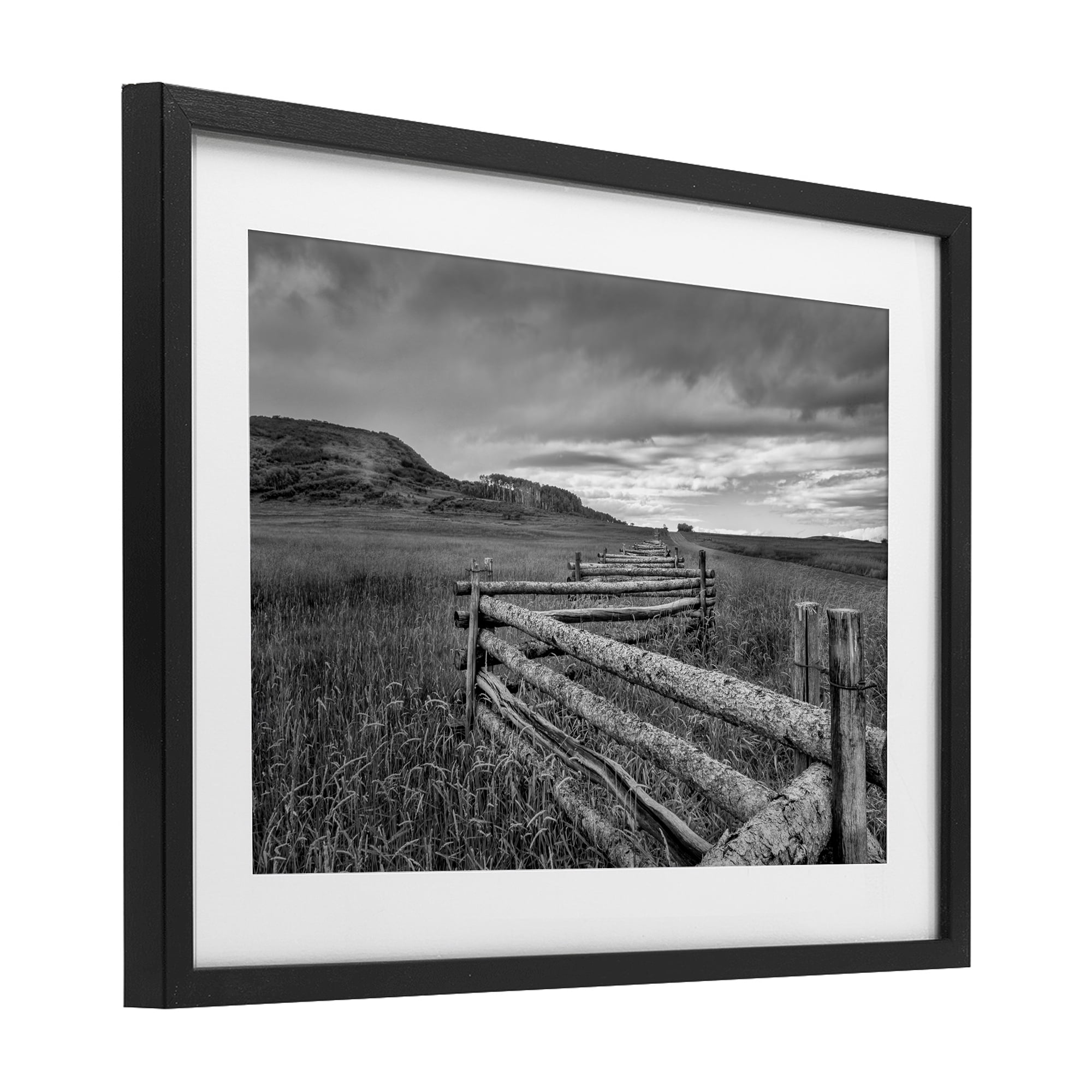 Stupell Industries Weathered Fence to Distant Horizon Black Framed Print Under Glass, design by Jon Evan