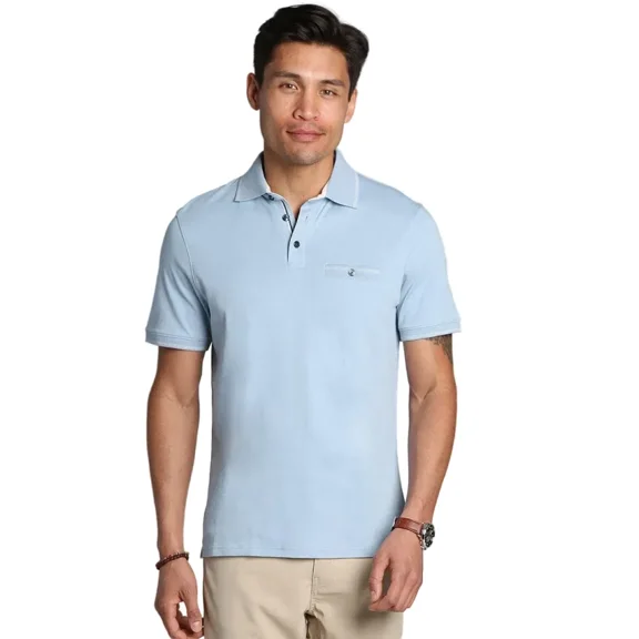 Jachs New York Men's Original Polo with Pocket (Blue, Medium)