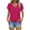 Hot Pink, variant on Summer Tops For Women Short Sleeve V Neck Solid Color Shirts Side Split Loose Casual Tunic Tops Burgundy