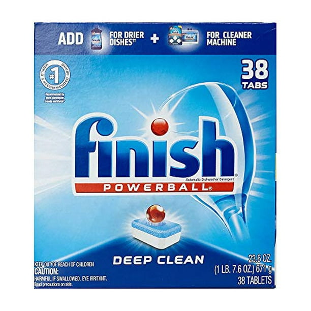 Finition - Tout en 1-38ct - Détergent pour Lave-Vaisselle - Powerball - Comprimés à Vaisselle - Comprimés à Vaisselle - Nettoyage en Profondeur - Parfum Frais