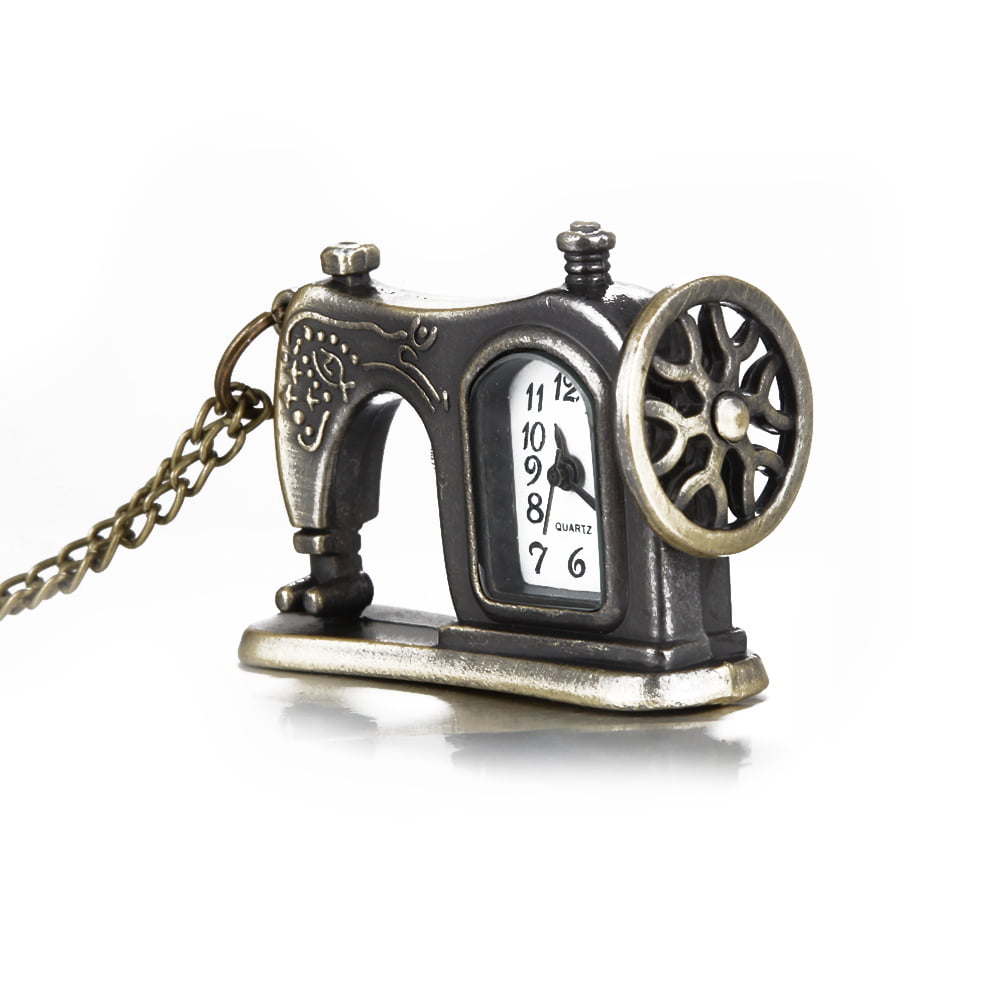 Fashion Vintage Bronze Sewing Machine Design Pocket Watches Best Gift Antique 