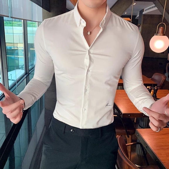 Trybuy Fashionable Branded White Cotton Casual Shirt for Men