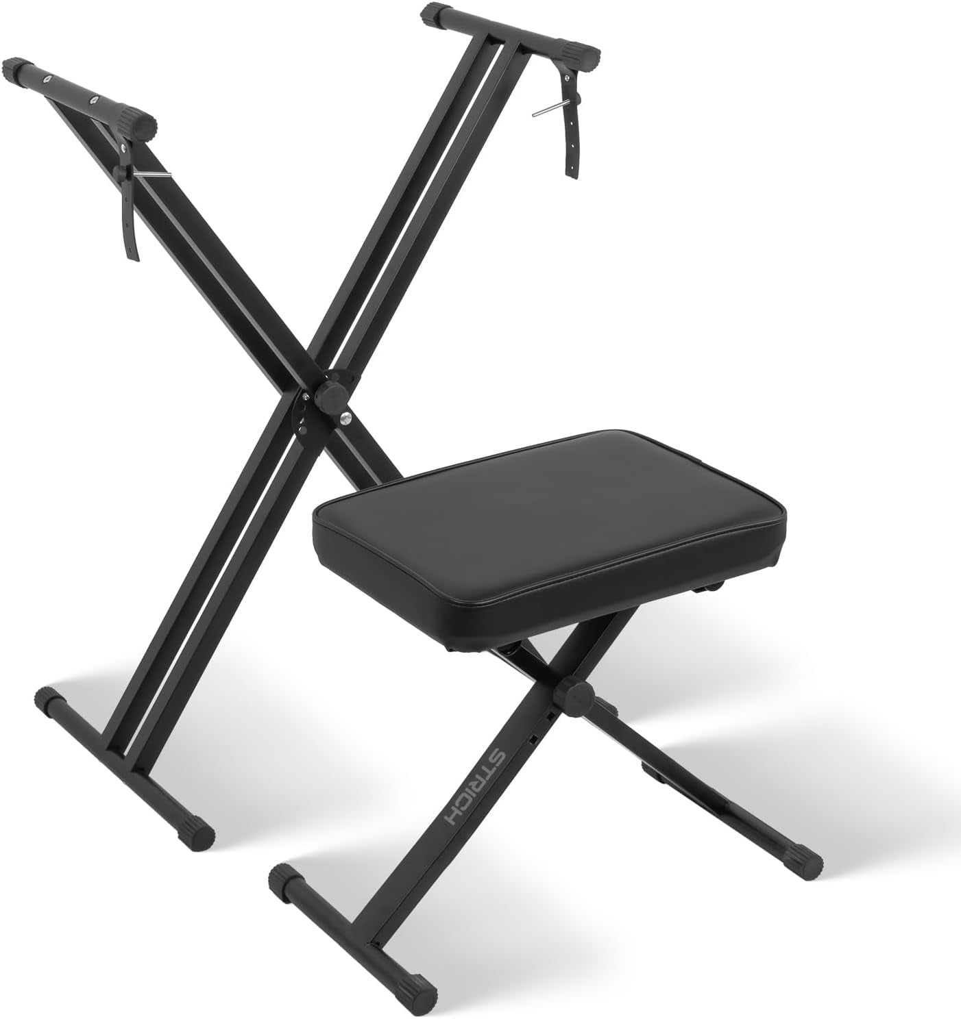 Piano Keyboard Stand Stool Set  Adjustable Double X-style Portable For 54-88 Key Electric Digital Keyboards Pianos & Bench Chair Black Skt-01 Spb-m10x