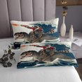 thumbnail image 3 of Erosebridal Raccoon Riding Dinosaur Coverlet Set King,Japanese style Bedding Set,Ocean Bedroom Decor,Ultra Soft,3 Pieces, 3 of 5