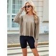 thumbnail image 2 of Women'S Long Sleeve Solid Color Loose - Fit Casual Yoga Top - Soft, Breathable for Yoga Khaki XL, 2 of 8