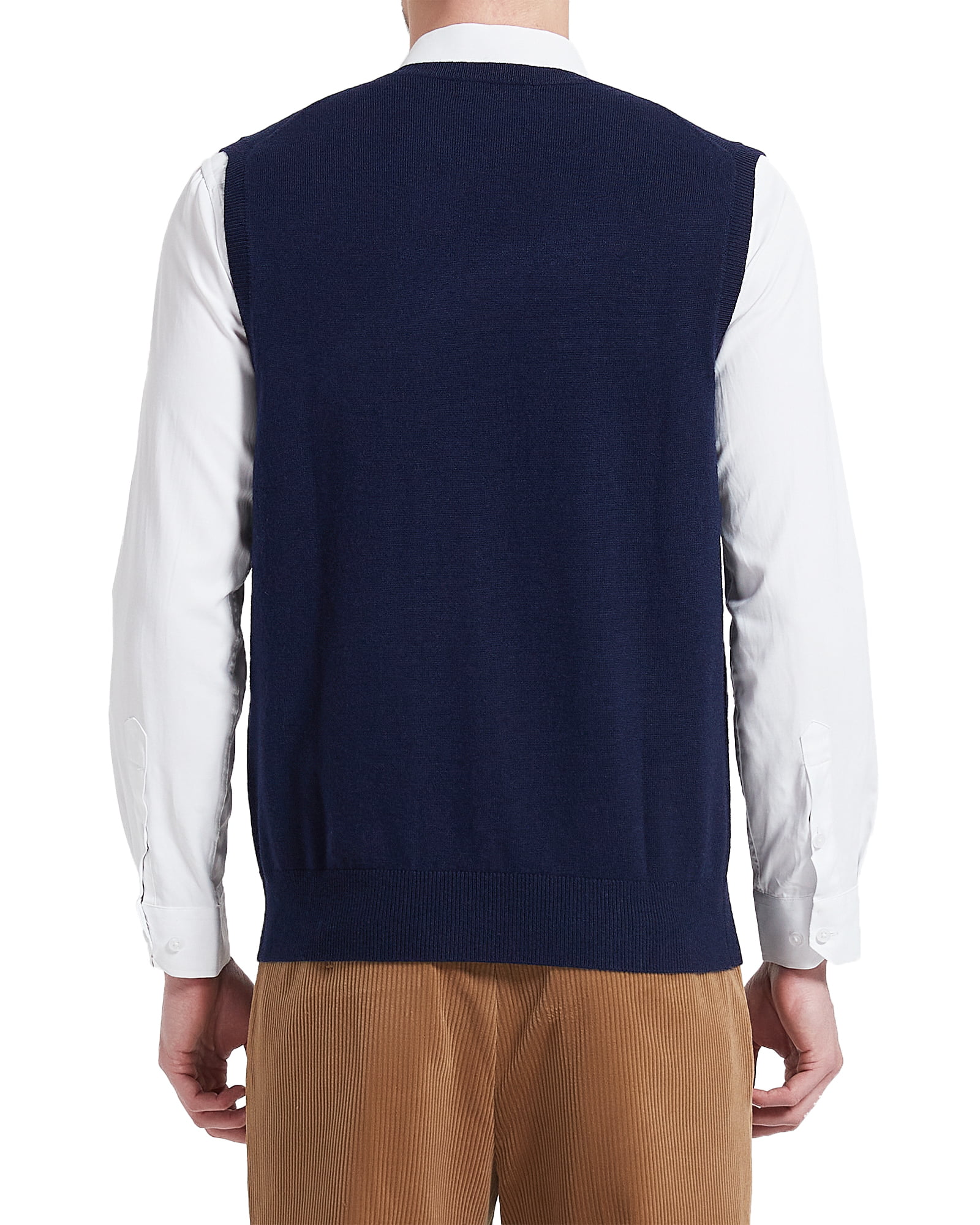 Kallspin Men's Vest Sweater Wool Blend Lightweight V Neck Sleeveless  Pullover(Burgundy Red,X-Large)
