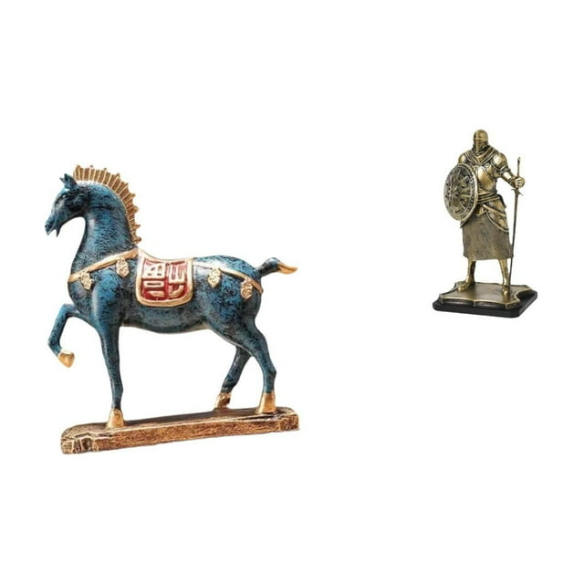 Figura de caballero a caballo de pie, adorno de escritorio, decoración Fengshui, escultura creativa europea para escritorio, sala de estar, estantería