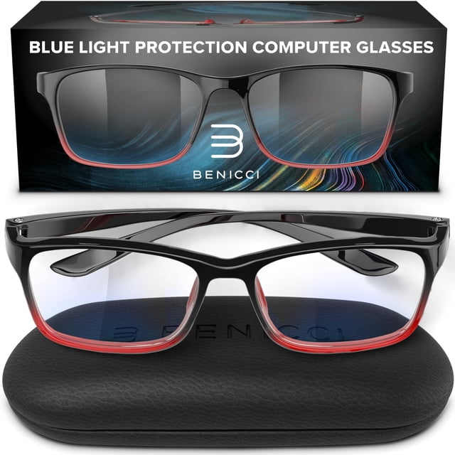 Gafas Benicci con filtro de luz azul, negro con degradado rojo