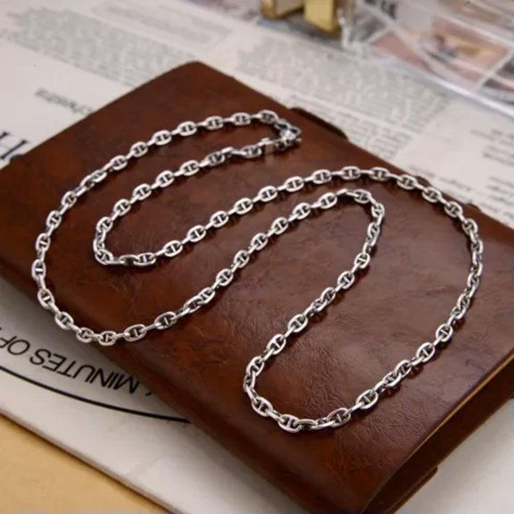 K-KED Real 925 Sterling Silver Chain Women Men 3mm Anchor Link Necklace Vajra Clasp-65cm=26inch-25-27g