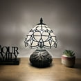 thumbnail image 4 of Tiffany Mini Table Lamp White Stained Glass Baroque Style Lavender Included LED Bulb Dragonfly Base for Living Room Dining Room Bedroom Bedside 12"H*8"W, 4 of 7