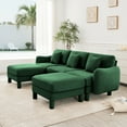 thumbnail image 4 of Newest Boucle Fabric U Shape Sectional 3-seater Sofa Couch,Distinctive Shell-shaped Armrests,2 Movable Ottomans,Cylindrical Legs Wrapped,Self-fabric,Green Color, 4 of 17