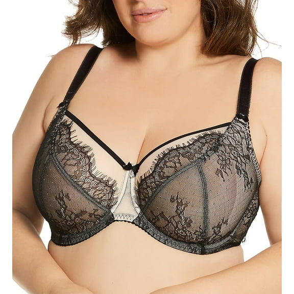 Fit Fully Yours BLACK Ava See-Thru Lace Underwire Bra, US 32K, UK 32H