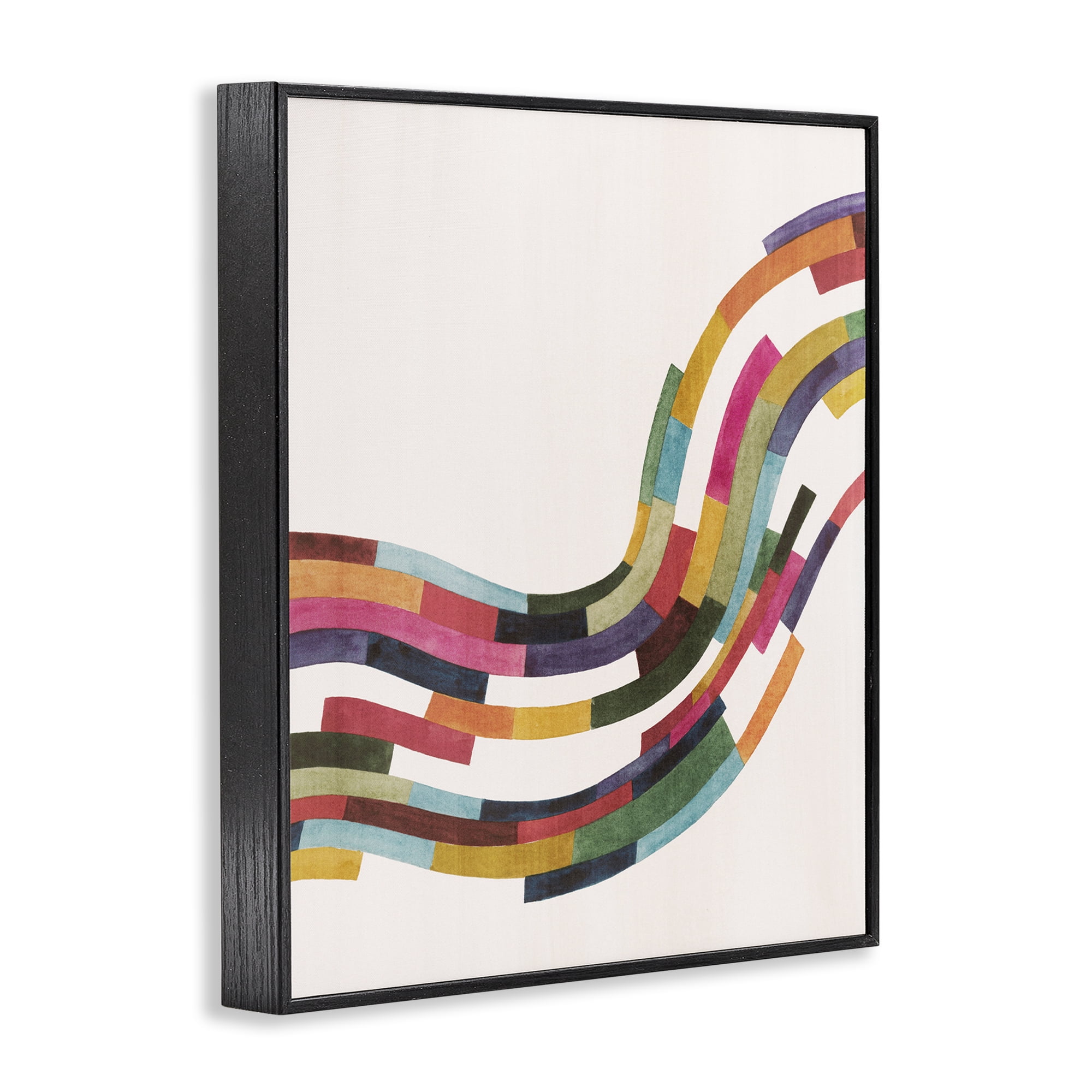 Stupell Industries Curved Geometric Wave Abstract Painting Black Framed Art Print Wall Art, 11 x 14