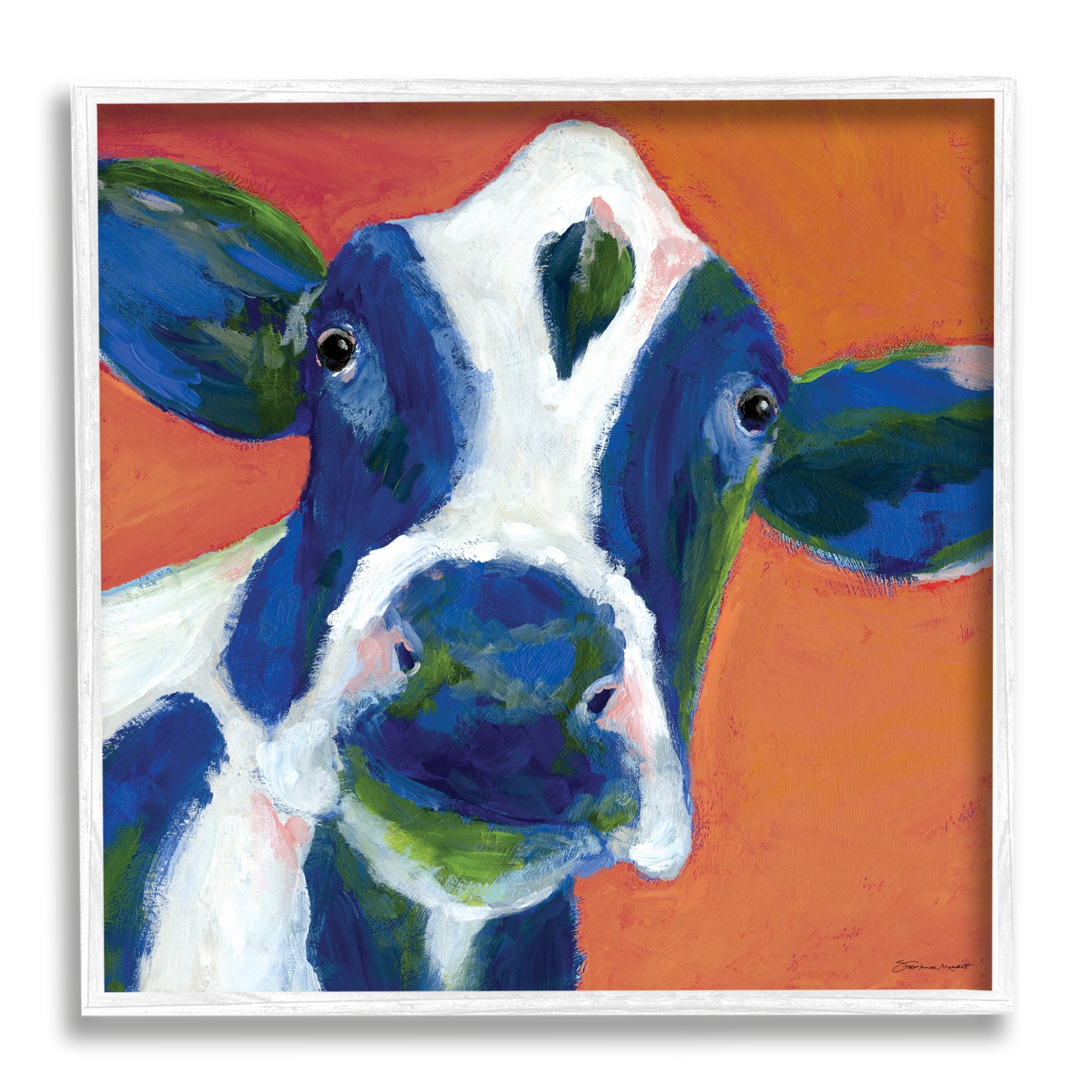Stupell Industries Bold Blue Dairy Cow Fun Abstract Farm Animal, 24 x 24, Design by Stephanie Workman Marrott