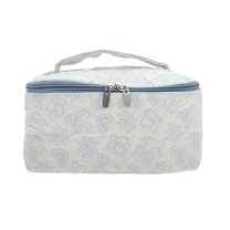 Unique Bargains 1 Pc Trendy Square Hearts Drawstring Makeup bag for Travel Blue Polyester