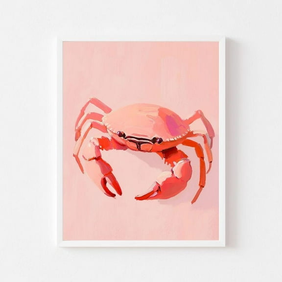 Kna Prints - Pink Crab Painting Pastel Beach Animal Wall Art Print Coastal Beach House Girly Watercolor For Home Decor UNFRAMED-8x12