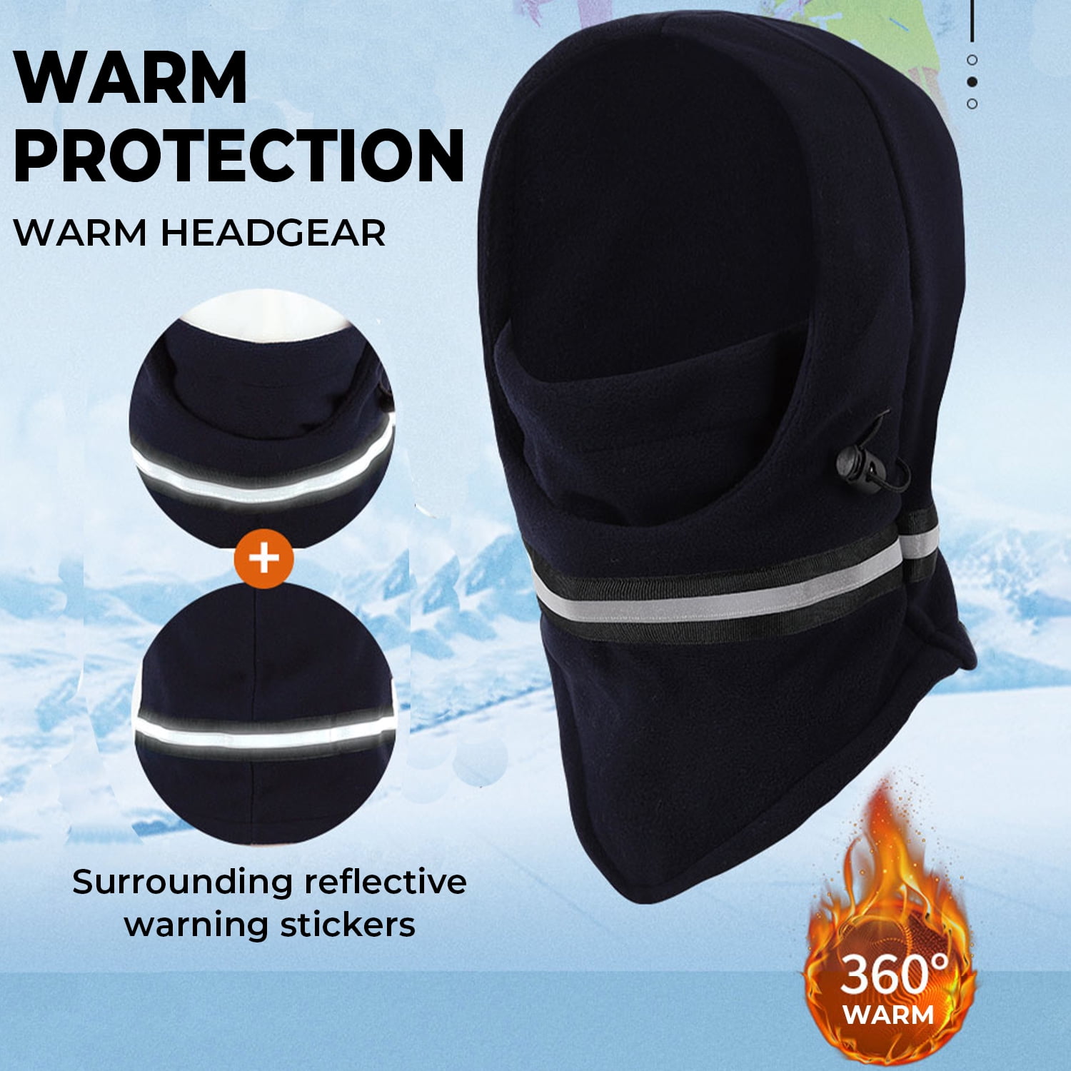 2 Pack Ski Face Mask Neck Gaiter Thermal Soft Face Cover Headwear Skiing Fishing Navy Blue