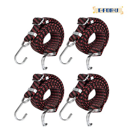 

Adjustable Flat Bungee Cords with Hooks | 4-Pack