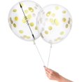 thumbnail image 3 of Globos de confeti dorados, globos de fiesta de látex transparente de 12 pulgadas con puntos de confeti de lámina dorada para decoraciones de cumpleaños, bodas o fiestas (15 unidades), 3 of 5