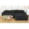 thumbnail image 3 of Advwin 110" Oversized L Shaped Sofa with Chaise, Comfy Plush 2-Piece L-Shaped Sectional Couches with 8 Pillows, Soft Fluffy Upholstered Sofa Bed for Living Room Apartment Bedroom, Black, 3 of 10