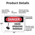 thumbnail image 2 of (2 Pack) Crane Operating Overhead OSHA Danger Sign 14 Inch X 10 Inch Plastic Sign, Weather Resistant, UV Protected for Workplace, Business, and Construction Site, Made in the USA, 2 of 8
