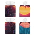thumbnail image 2 of Yiaed Neon Sunset Cyberpunk Cityscape Print Tissue Box Cover, PU Leather Decorative Organizer for Tabletop, Bathroom, Car, Office Creative Decorative, 2 of 7