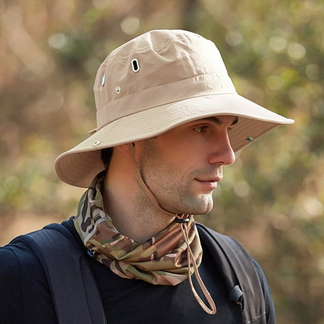 Mens Summer Protection Breathable Fisherman Cap Foldable Bucket Hat