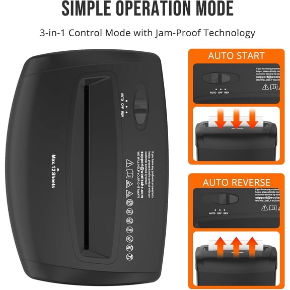12-Sheet Cross-Cut Paper Shredder, P-4 Security Level for Home Office, 5.5 Gallon Bin, Destroys Credit Cards and Staples,   Black