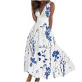 thumbnail image 2 of ICHUANYI Clearance Fashionable Women's Spring/Summer Printed Casual V-neck Sleeveless Long Skirt(Blue, XXL) ICHUANYI WER2023080916863, 2 of 6