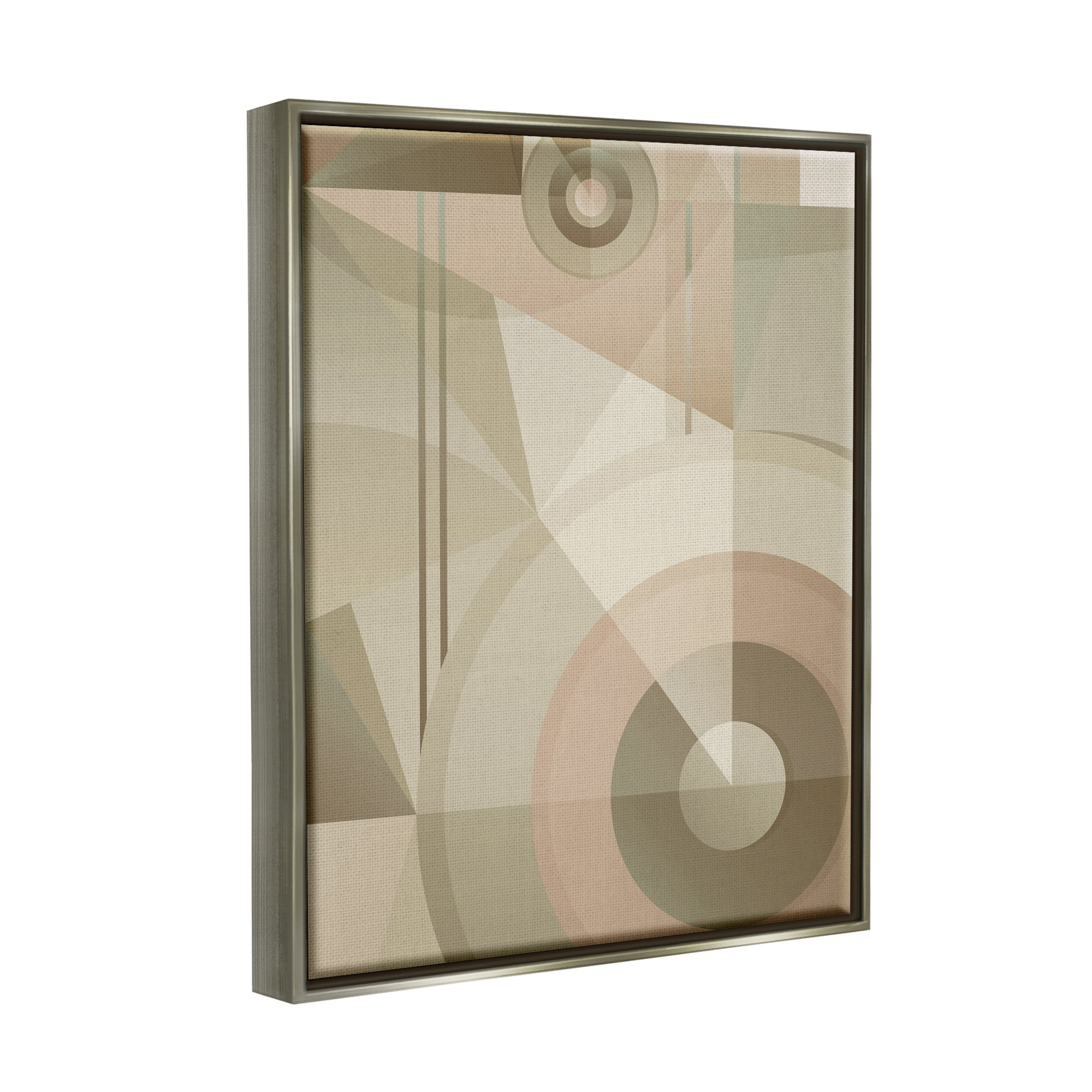 Stupell Industries Linear & Circular Abstract Abstract Painting Gray Floater Framed Canvas Art Print Wall Art, 25 x 31