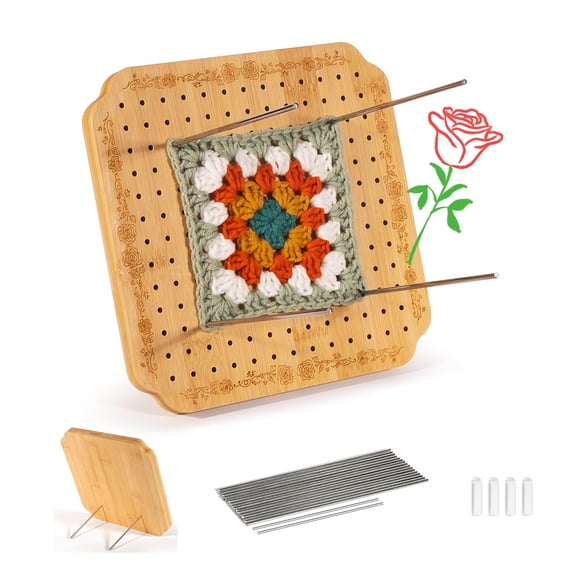 Pizarra CraftyManor Bamboo con estampado de rosas, 20 clavijas