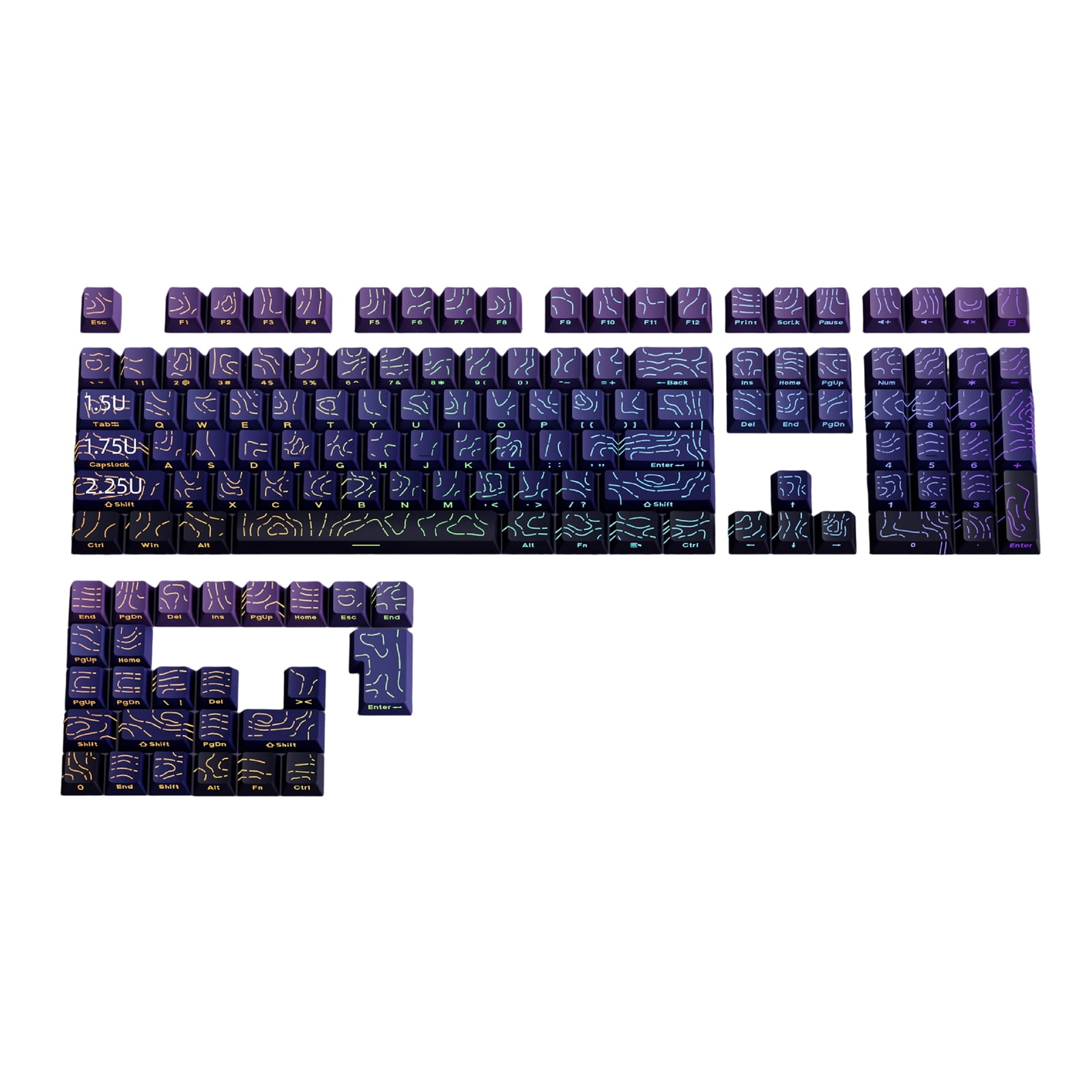 OEM Height Keycaps Contouring Lines Side Printing Mechanical Keyboards Color Optional