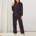 thumbnail image 2 of Salouo Ping Pong Pattern Women's Pajamas Set Long Sleeve Button Down Sleepwear Soft Pj Lounge Sets for women 2 Piece Pjs Set with Long Pants-Large, 2 of 7