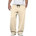 thumbnail image 2 of Dwellite Baggy Sweatpants Men Wide Leg Lounge Pants with Pockets Soft Drawstring Waist Open Bottom Joggers for Gym Travel Khaki 2XL, 2 of 7