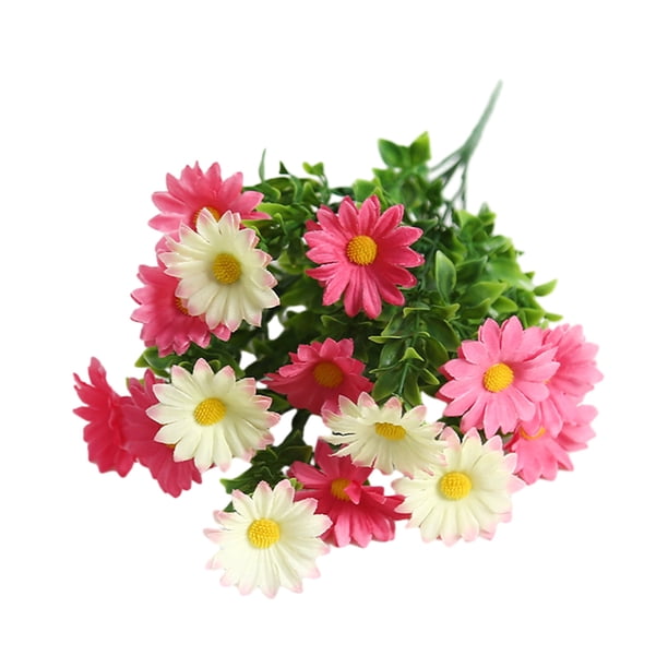 Ramo de flores artificiales con hojas verdes, realista, resistente a los rayos UV, de seda, para interior y exterior, jardín, patio, balcón, decoración del hogar.