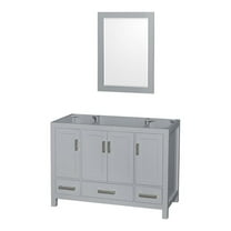 Wyndham Collection Sheffield 48 Inch Single Bathroom Vanity in Gray, No Countertop, No Sink, and 24 Inch Mirror