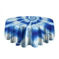 thumbnail image 5 of Blue Tie Dye Mandala Pattern Round Tablecloth 60"x60",Wrinkle Wipeable Table Cloth for Kitchen Dining Room Picnic Patio Party, 5 of 6