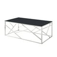 thumbnail image 2 of Hassch Rectangular Accent Coffee Table Modern Cocktail Table with Chrome Finish Metal Frame and Black Glass Top for Bedroom Living Room, 48"L x 26"W x 17.5"H, 2 of 9