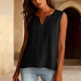 thumbnail image 5 of TRUBKH Women's Linen Top Linen Shirts for Women Lightweight Blouses Loose Cotton and Linen Top Blend Tops Plus Size Tops Womens Sleeveless Tops Gauze Shirts Flowy Blouses Loose T Shirts Black 2XL, 5 of 9