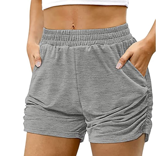 Pantalones cortos deportivos informales Augper para mujer con bolsillos sólidos