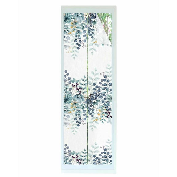 Window Privacy Film Eucalyptus Stained Glass Window Film Decorative Sun Block Window Cover Green Blue Branches Vintage Flower Plant Window Clings Static Adhesive Sticker for Bathroom 23.6"x78.7"